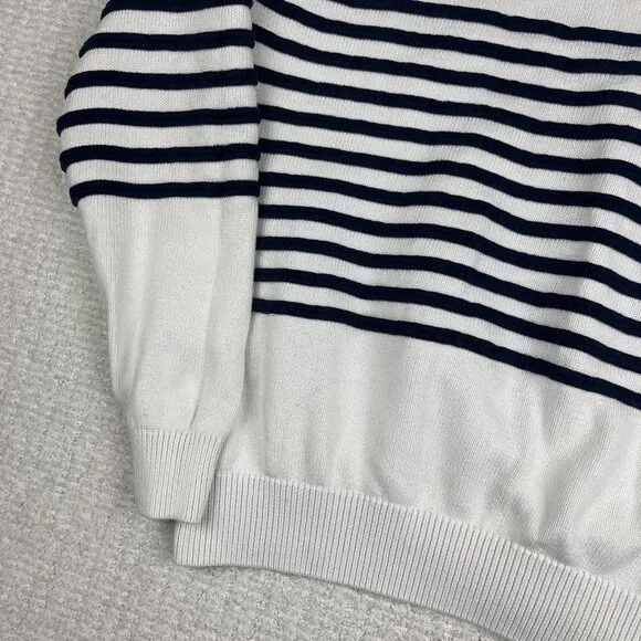 Lacoste Live! Preppy Knitted pullover Sweater White / Navy Striped Men Sz 6 Read - Picture 5 of 16